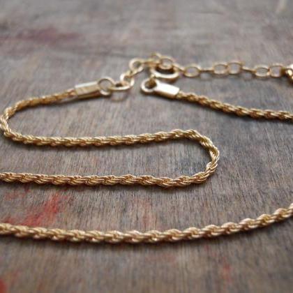 Gold Chain Anklet, Gold Filled Rope Chain Anklet,..