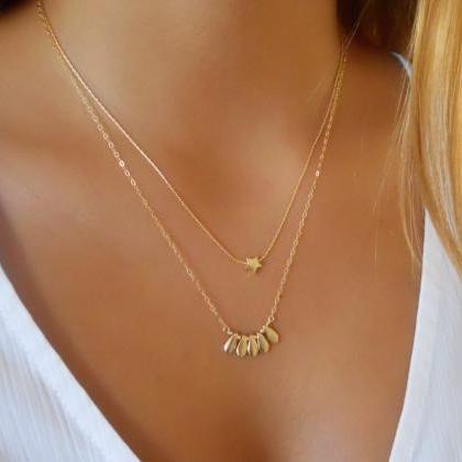 Delicate Gold Boho Necklace, Layering Gold..