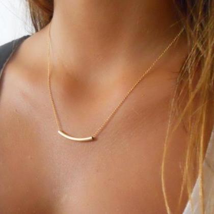 Gold Filled Tube Necklace ; Delicate Tube Necklace..