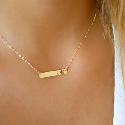 Personalized Bar Necklace, Initial Bar Necklace,..