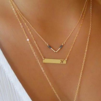 Personalized Bar Necklace, Initial Bar Necklace,..