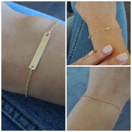 Delicate Gold Bracelet Set, Gold Filled Or..