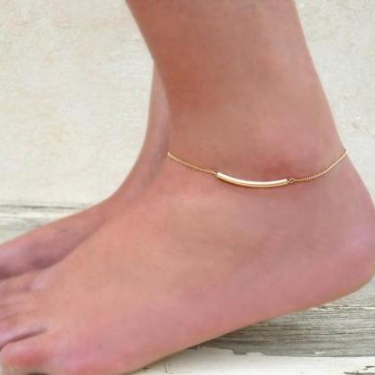 Tube Anklet, Gold Filled Tube Anklet, Dainty Gold..