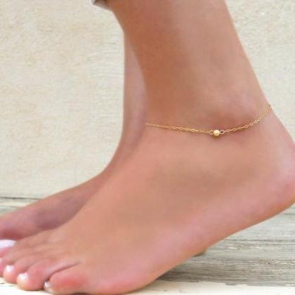 Dainty Gold Anklet, Gold Filled Bead Anklet,..
