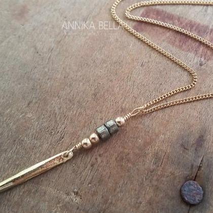 Delicate Gold Spike Necklace; Gold Filled And..