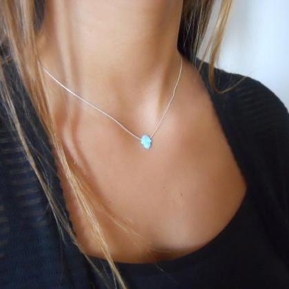 Opal Hamsa Necklace; Dainty Gold Filled Or..