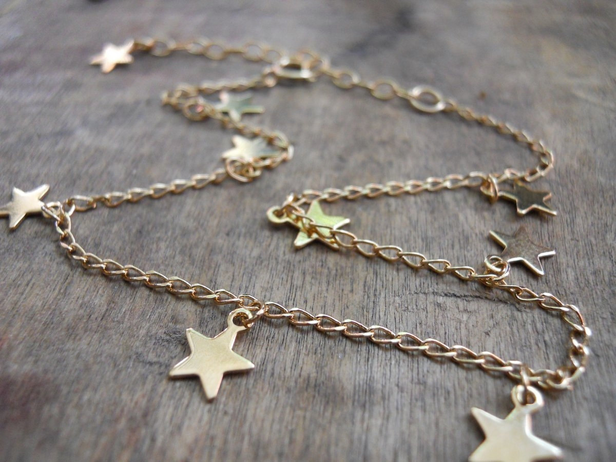 Dainty Star Charms Anklet, Gold Star Anklet, Delicate Gold Anklet, Layering Anklet, Gold Foot Jewelry, Star Ankle Bracelet.