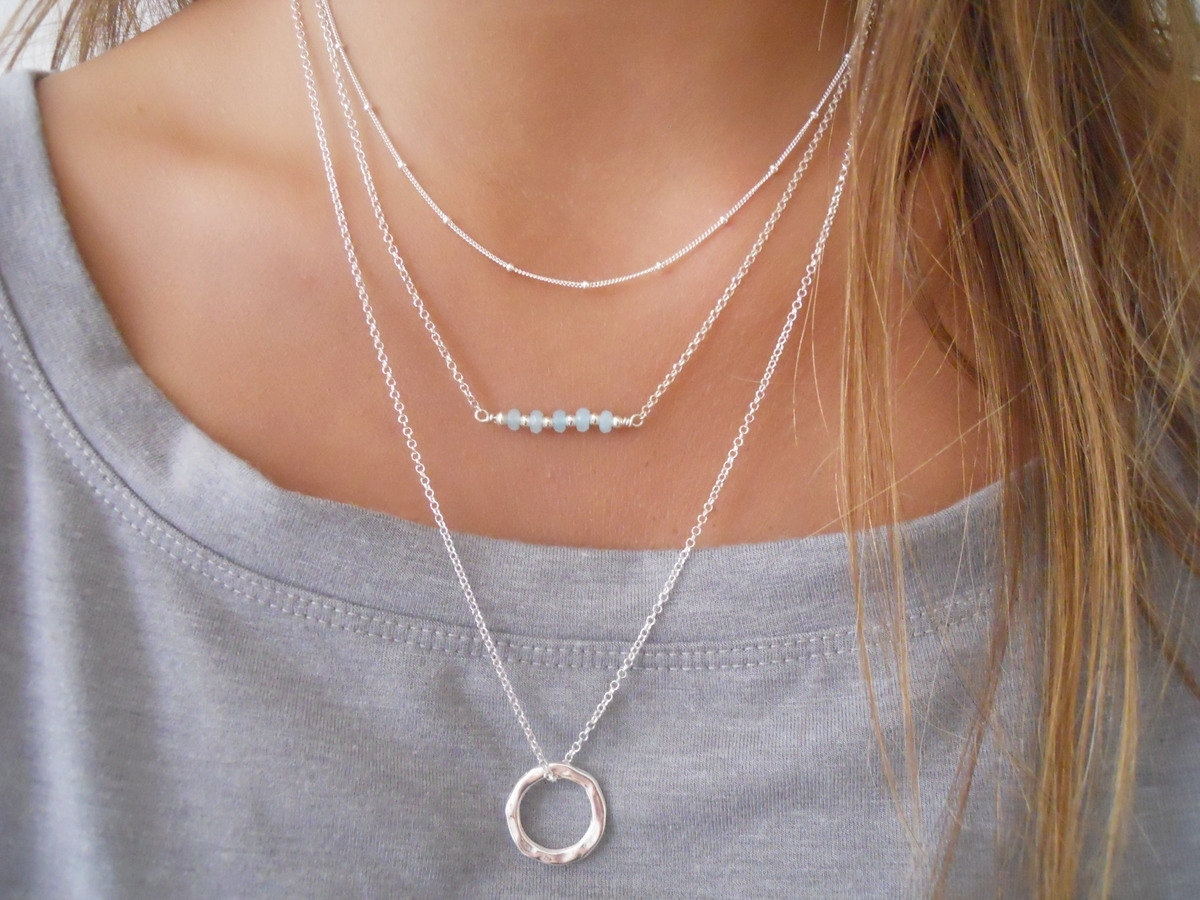 Layered Set Of 3 Necklaces ; Sterling Silver Necklace Set ; Pick Your